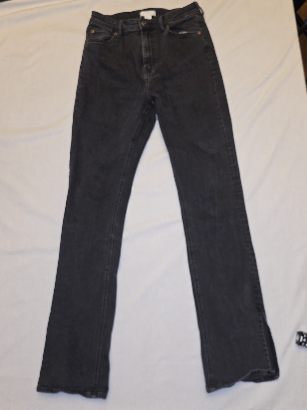 H&M Women's Black Straight Leg Jeans With Split Hem sz 10